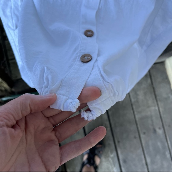 Adeptt 100% Linen Button Down Hooded Lightweight Cardigan Jacket In White Sz S - Picture 5 of 11